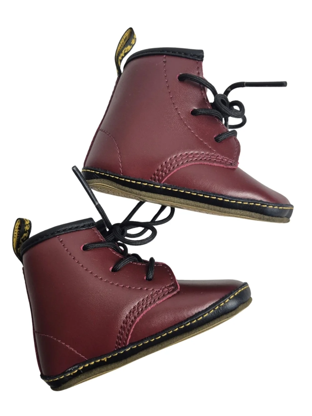 Dr. Martens Auburn Leather Crib Boots - Burgundy (Size 3)
